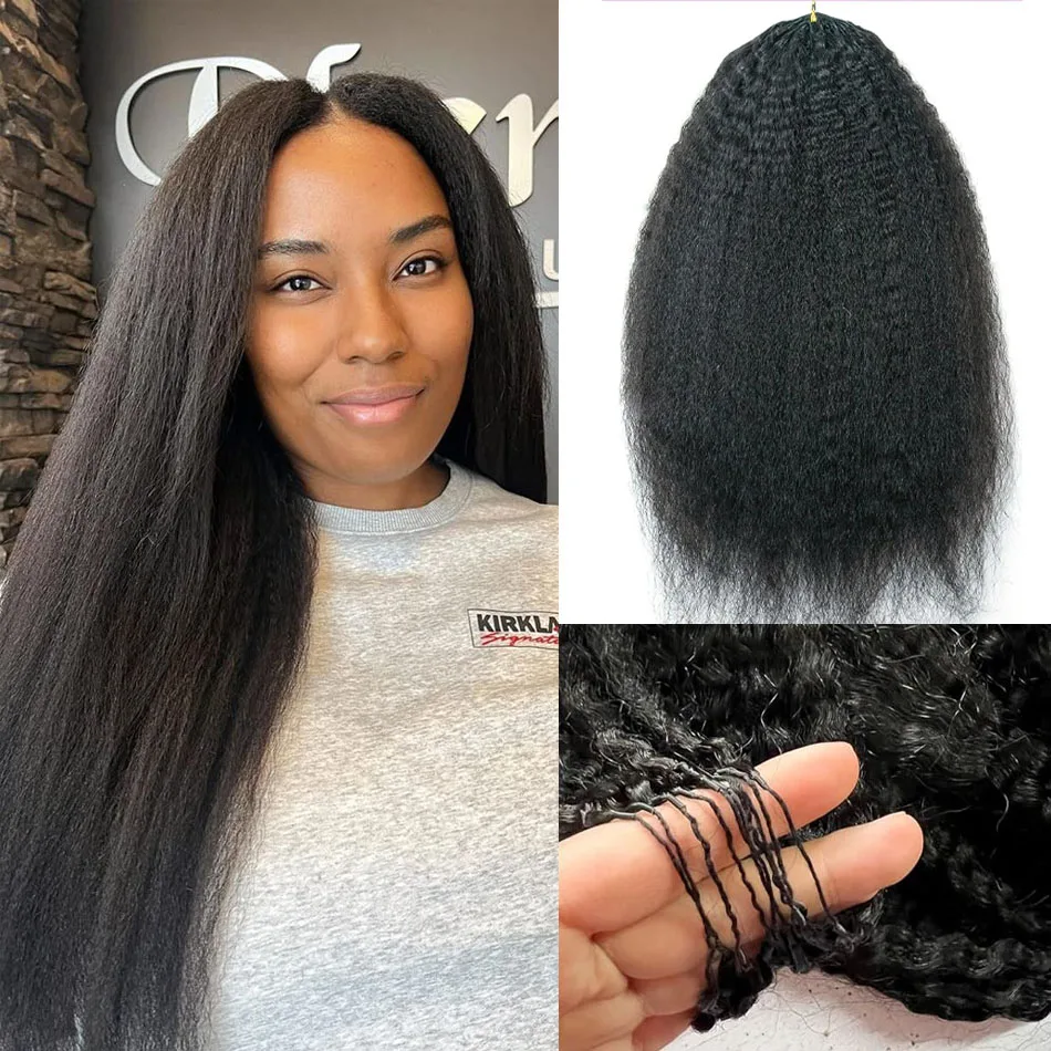 

Kinky Straight Crochet Human Hair for Braiding Pre Separated Knotless Feather Crochet Hair Extensions Braids Boho Invisible Knot