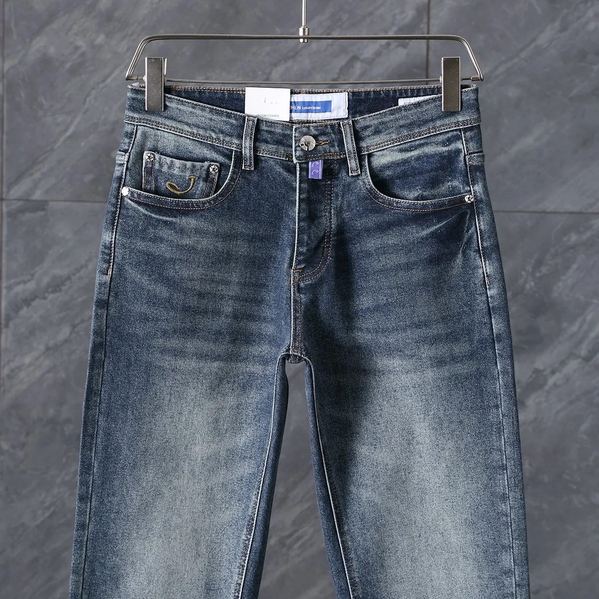 BLSK CPRT Jeans Thick Cotton Men 2027 Autumn Winter new embroidery elasticity button comfortable Big size 29-40 long Pants