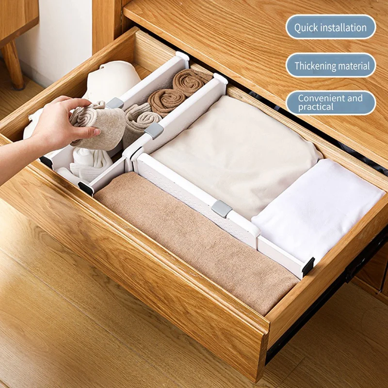 Organizer Adjustable Storage Retractable Drawer Partition Holder Household Clapboard Kitchen 4PC