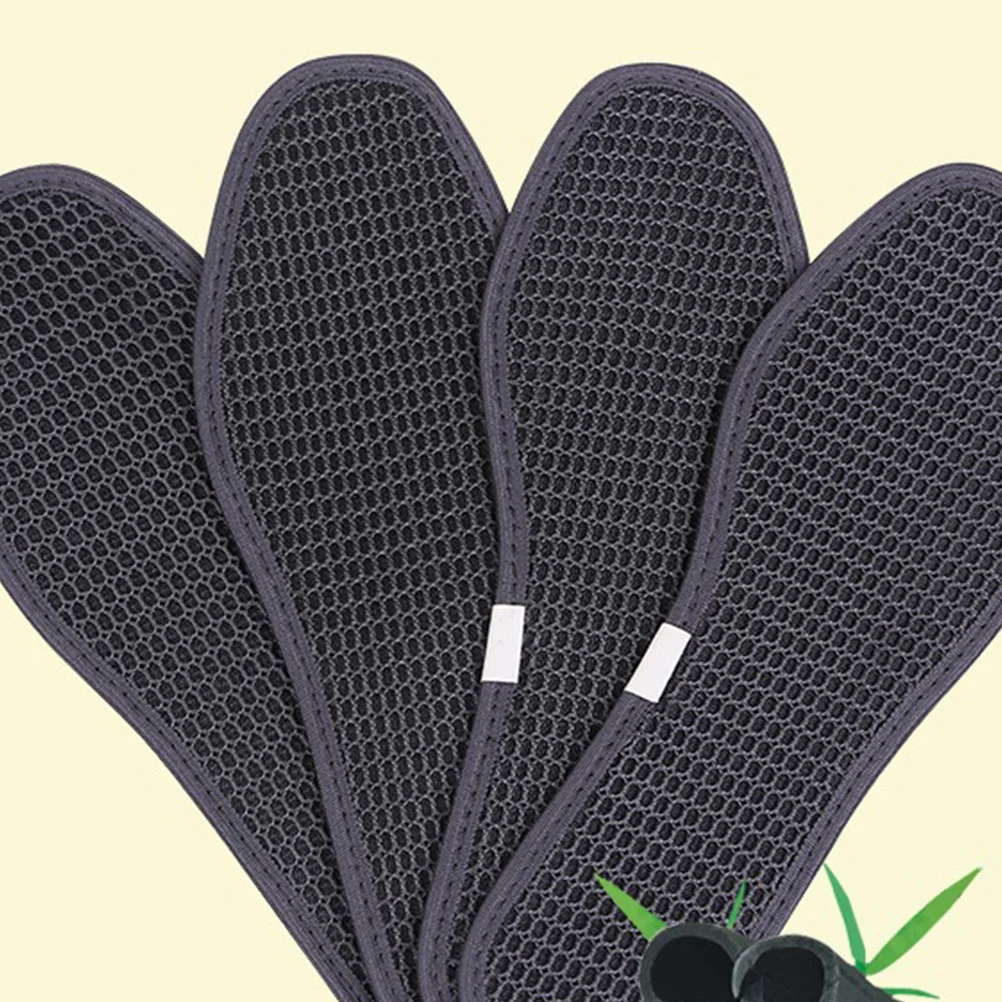 

Bamboo Charcoal Insoles 43 Black Foot Care Shoe Pads Sweat Absorbing Odor Control Shoes Cushion For Daily Use Fresh Aroma
