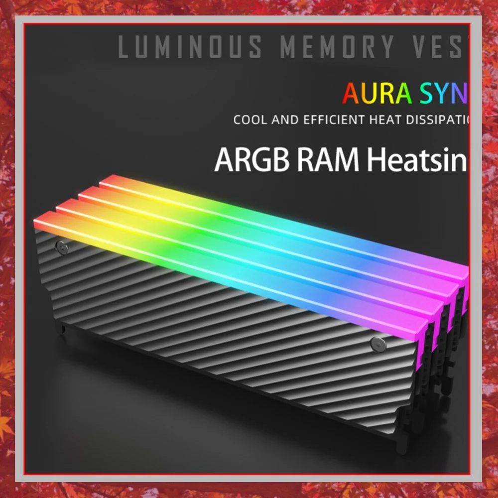 5V 3PIN ARGB RAM Heatsink Radiator Cooler with Thermal Silicone Pad Memory Heat Sink for DDR2 DDR3 DDR4 DDR5 Desktop Computer