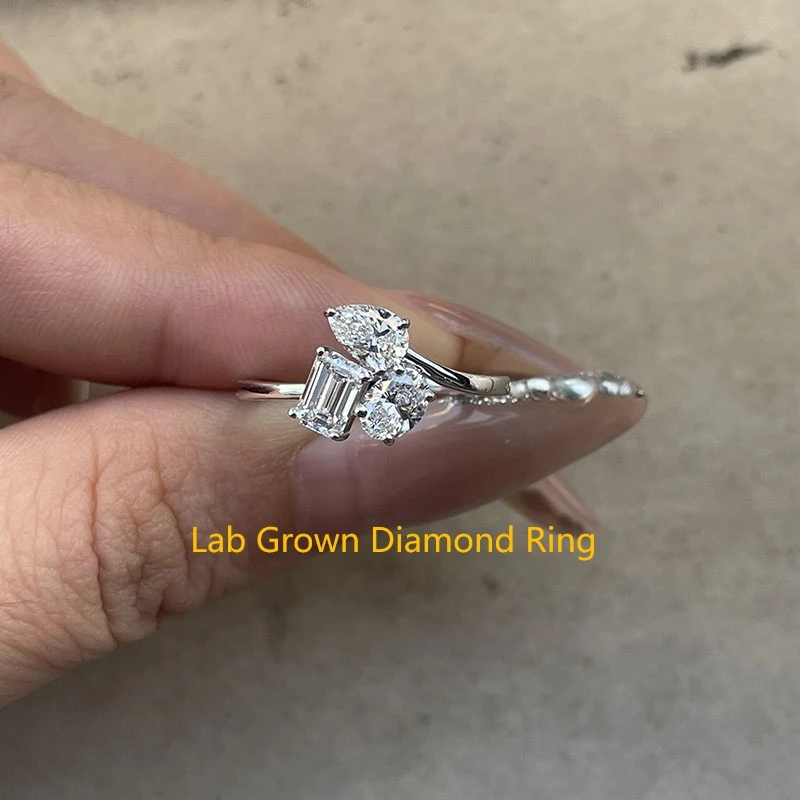 

1,25 карата смешанной формы DEF VS-VVS, выращенный в лаборатории бриллиант в платине 950, обручальное кольцо, подарок для женщин, ювелирные изделия