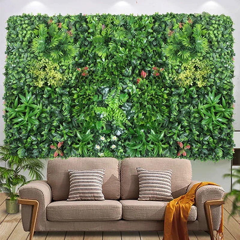 Panel de pared de plantas artificiales 3D de 50x50CM, plástico para exteriores, césped verde, bricolaje, decoración del hogar, telón de fondo de boda, pared de césped para jardín, pared de flores