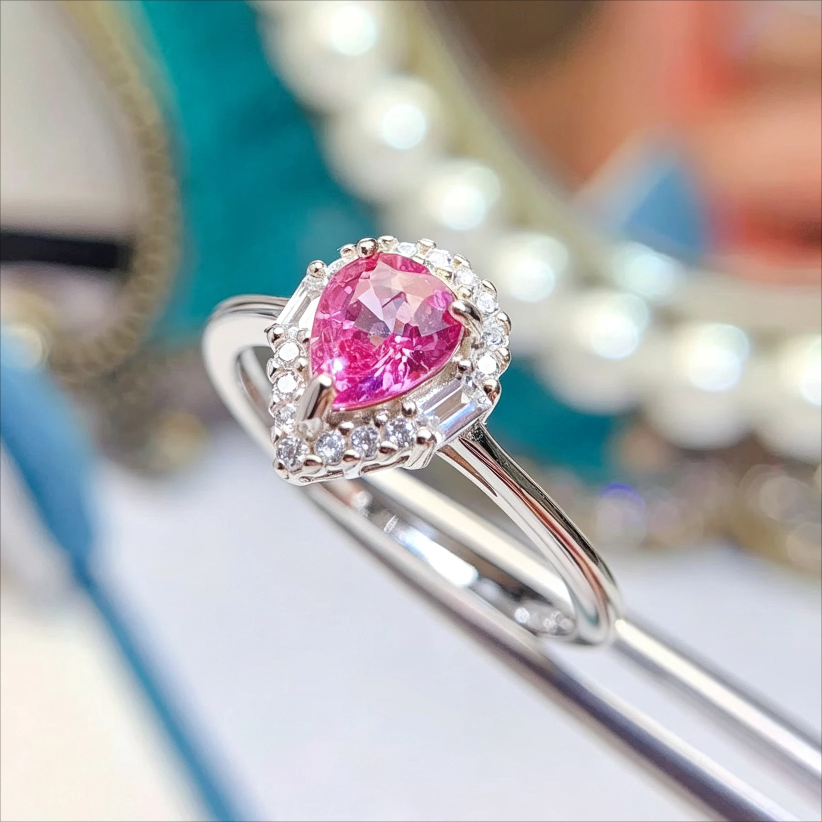 925 Silver Natural Pink Sapphire Engagement Ring Genuine Sapphire Jewelry with Certificate Bridal Promise Ring Wedding Gift