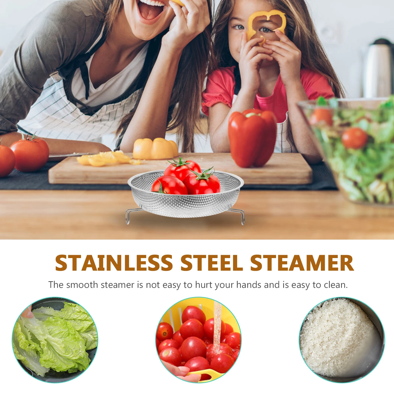 

Stainless Steel Steamer Basket 25 5cm Retractable Handle Mesh Vegetable Egg Potato Buns Fish Seafood Rice Corn Cooking
