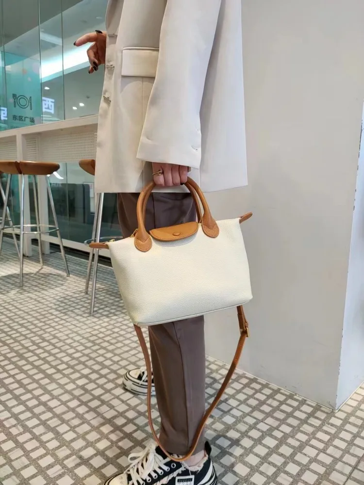 Classic Office Ladies Tote Handbag Cowhide Genuine Leather Women Hobos Bag Casual Single Shoulder Bags Fashion Crossbody Bags