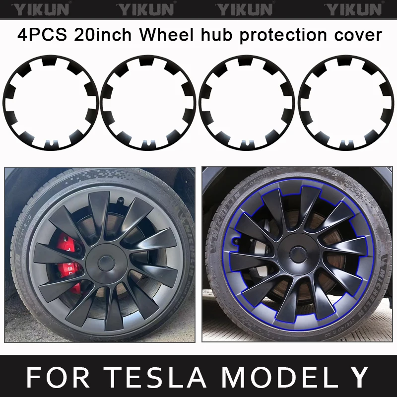 For Tesla Model Y 20 Inch Rim Wheel Hub Protection Patch Protectors ABS Wheel Guard Covers Accessories Auto Exterior 2018-2024