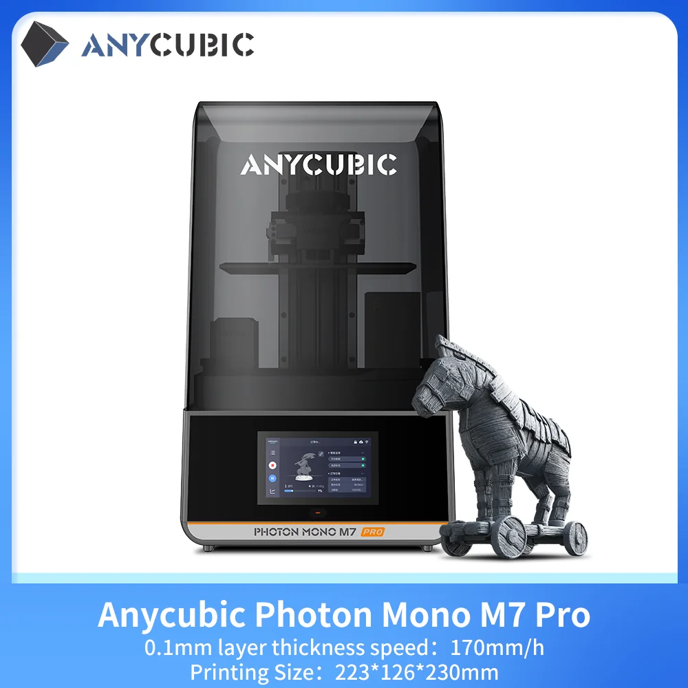 ANYCUBIC Photon Mono M7 Pro 14K Speed Up to 170mm/h Printing Mono MSLA 3D Printer 10.1'' LCD Resin 3D Printer  Size 223*126*230m