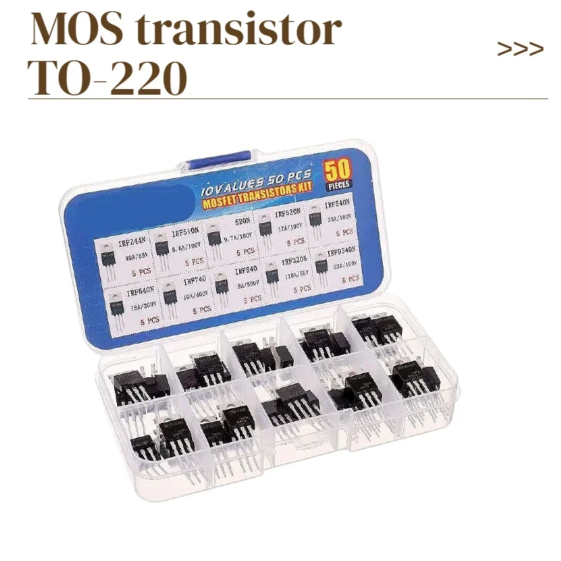 50PCS TO-220 Kit MOS transistor IC kit IRFZ44N IRF510N 520N IRF530N IRF540N IRF640N IRF740 IRF840 IRF3205 IRF9540