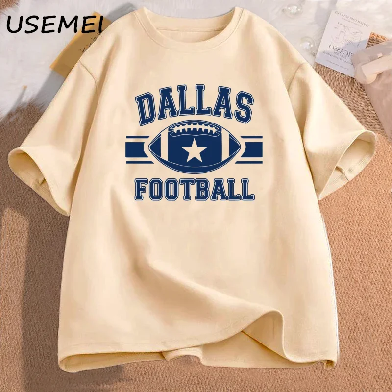 Dallas Cowboys Football T Shirts Vintage Cotton Short Sleeve Oversized Tshirt 90s Fashion Football Tees Oversized Graphic Top