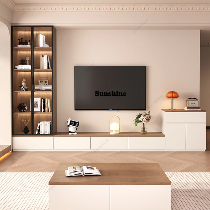 

Solid Wood Floor TV Stands Storage Living Room Vintage Vertical TV Stands White Modern Centro De Entretenimiento Tv Furniture