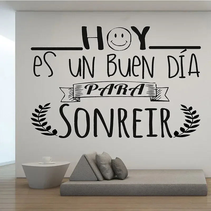 Pósteres Decorativos para Pared con Frase en Español: Hoy Es Un Buen Día Para Sonreír, Adhesivos Murales Decorativos RU293