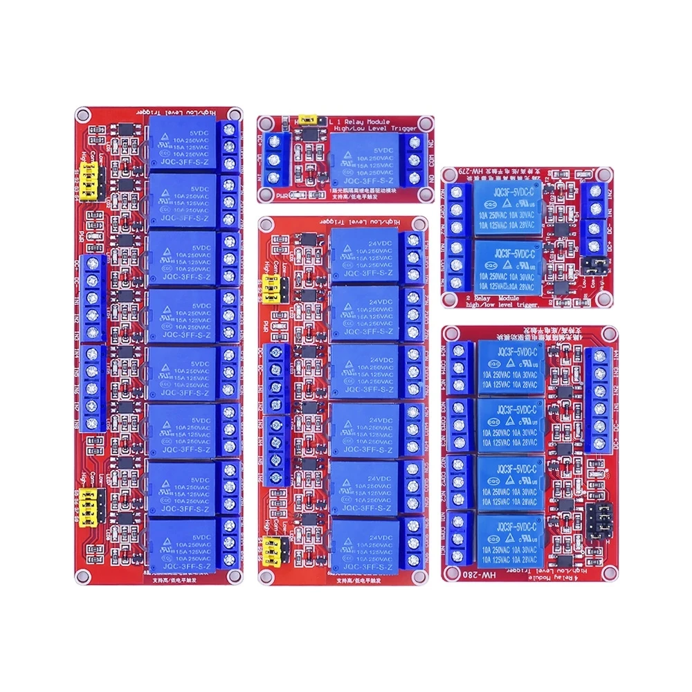 1 2 6 4 8 Channel 5V 12V 24V Relay Module Board Shield with Optocoupler Support High and Low Level Trigger for Arduino