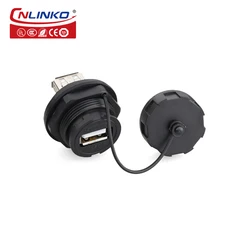 CNLINKO Front Nut Fix Female to Female USB2.0 USB3.0 Connector Panel Mount Socket Receptacles Waterproof IP67 Bayonet Connection