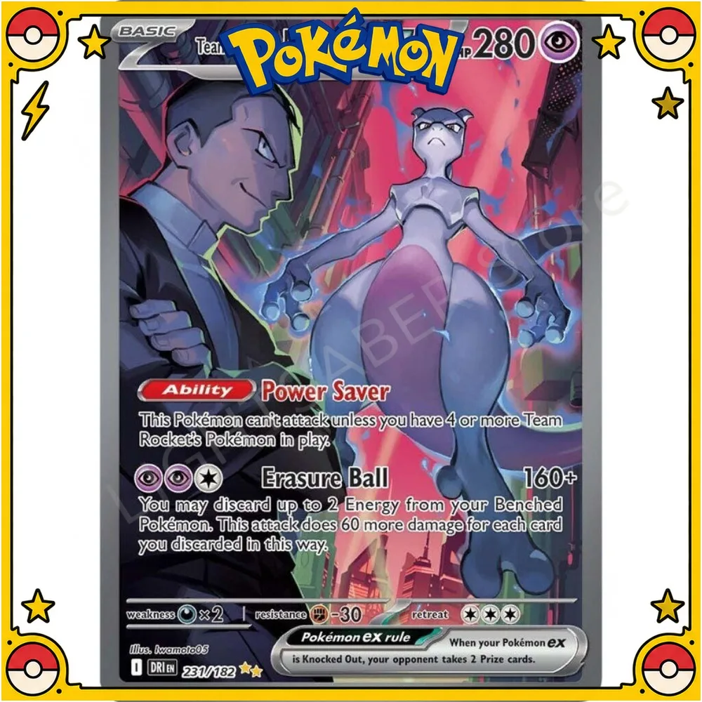 Pokemon PTCG Team Rocket's Mewtwo ex DRI 231/182 English Version Genuine Original Trading Card Game Single Card Collection Gift
