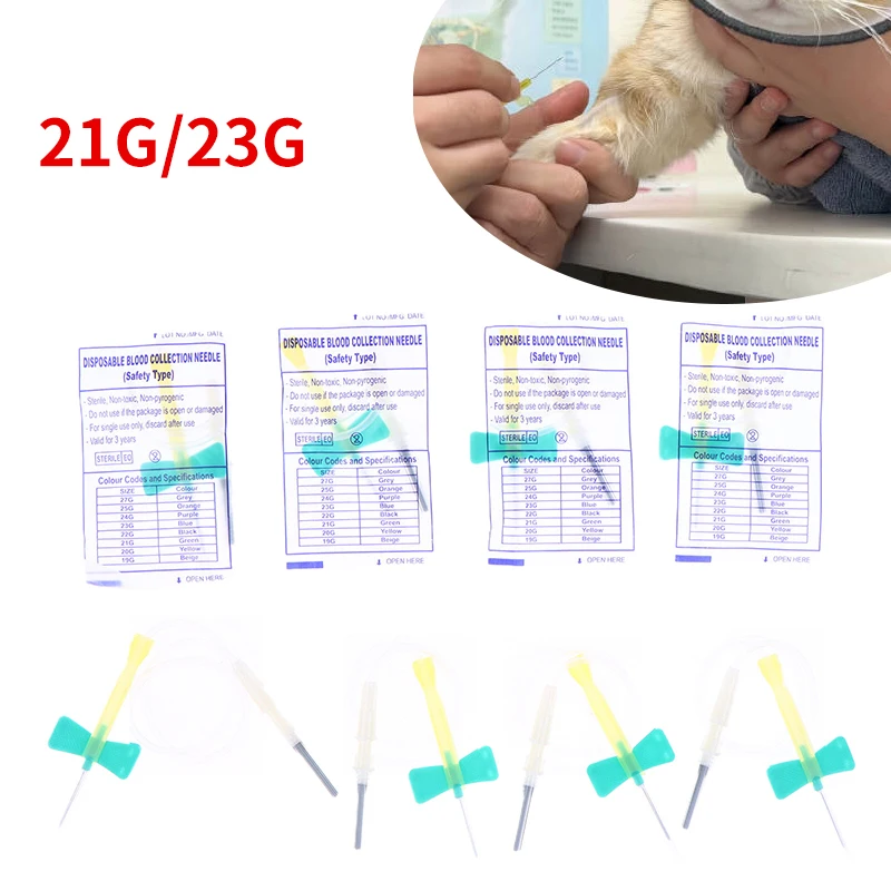 

New！10pcs 21G 23G Disposable Butterfly Needles Safety Blood Collection Needle Pet Medical Teaching Consumables