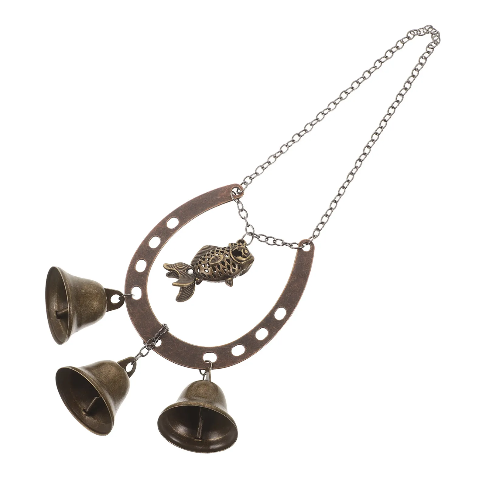 Vintage Bell Pendant Metal Hanging Horseshoe Charm Retro Decorative Shopkeepers Chime Rustic Farmhouse Porch Entry Door Wall