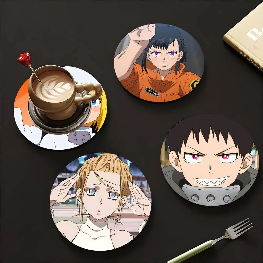 1pc Fire Force Wooden Coaster Colour Printing Cup Mat Home Desk Decoration Gifts