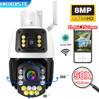 50X ZoomI 4K 8MP IP Camera WIF Dual Lens Metal Security Protection Monitor 120M IR Distance CCTV Video Surveillance ICsee