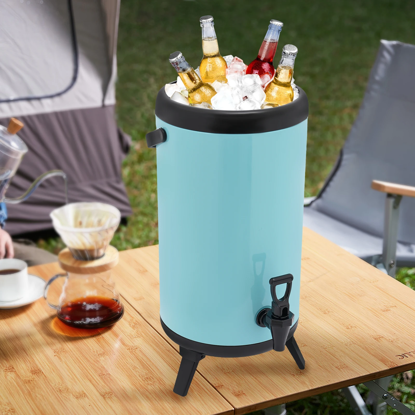 

8.8L/2.32gal Insulated Beverage Dispenser 201 Stainless Steel Cold Hot Drink Dispenser