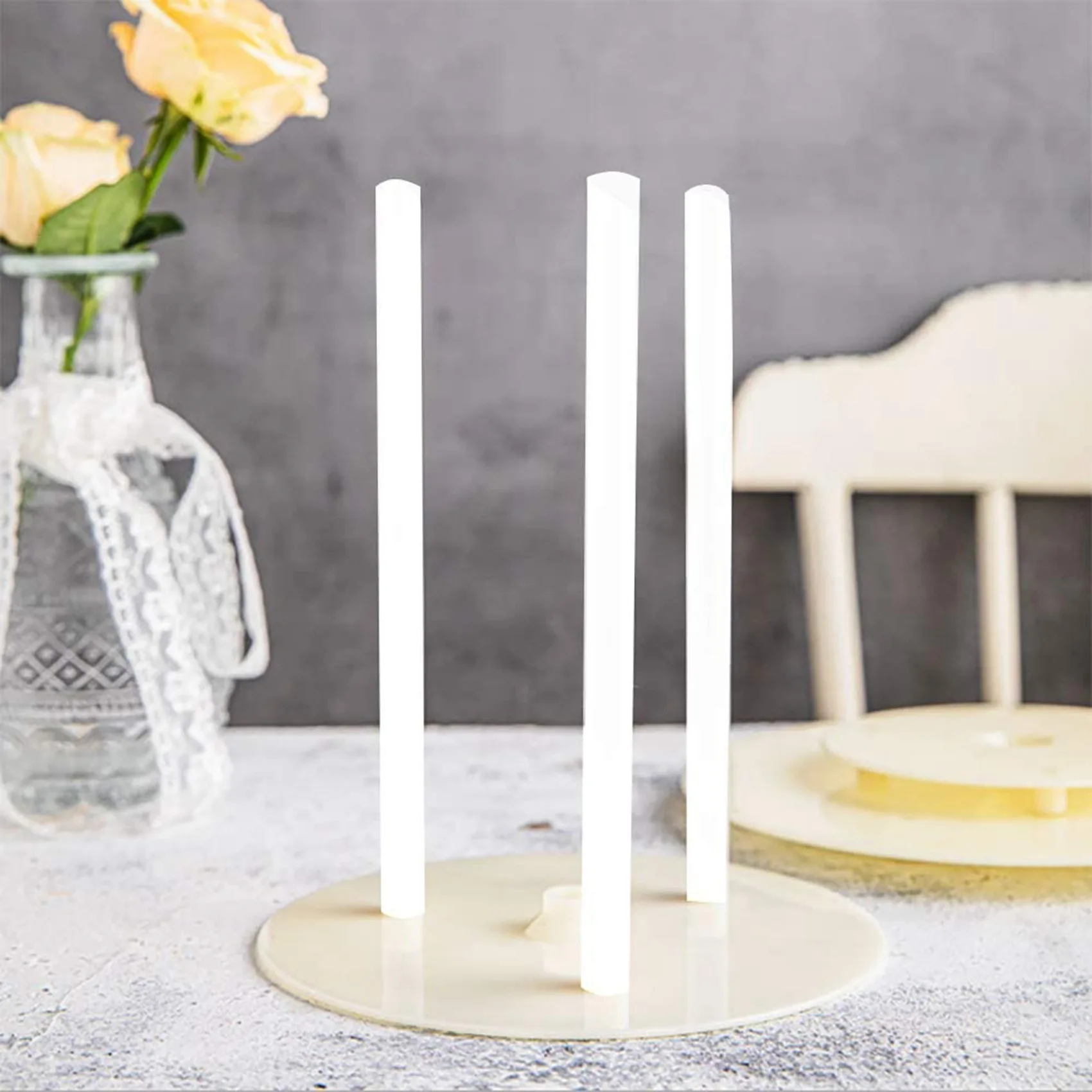 SEWS-200 Pieces Plastic White Cake Dowel Rods For Tiered Cake Construction And Stacking (0.4 Inch Diameter 9.5 Inch Length)