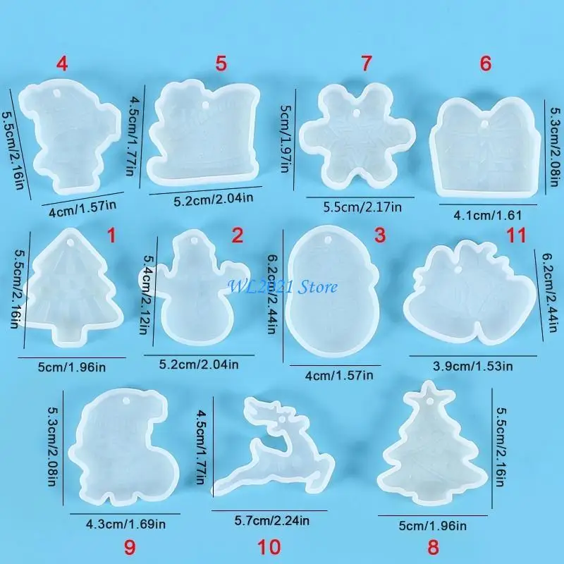 G5GC قالب سيليكون لسلسلة مفاتيح عيد الميلاد اللامعة الشفافة لهدايا عيد الميلاد