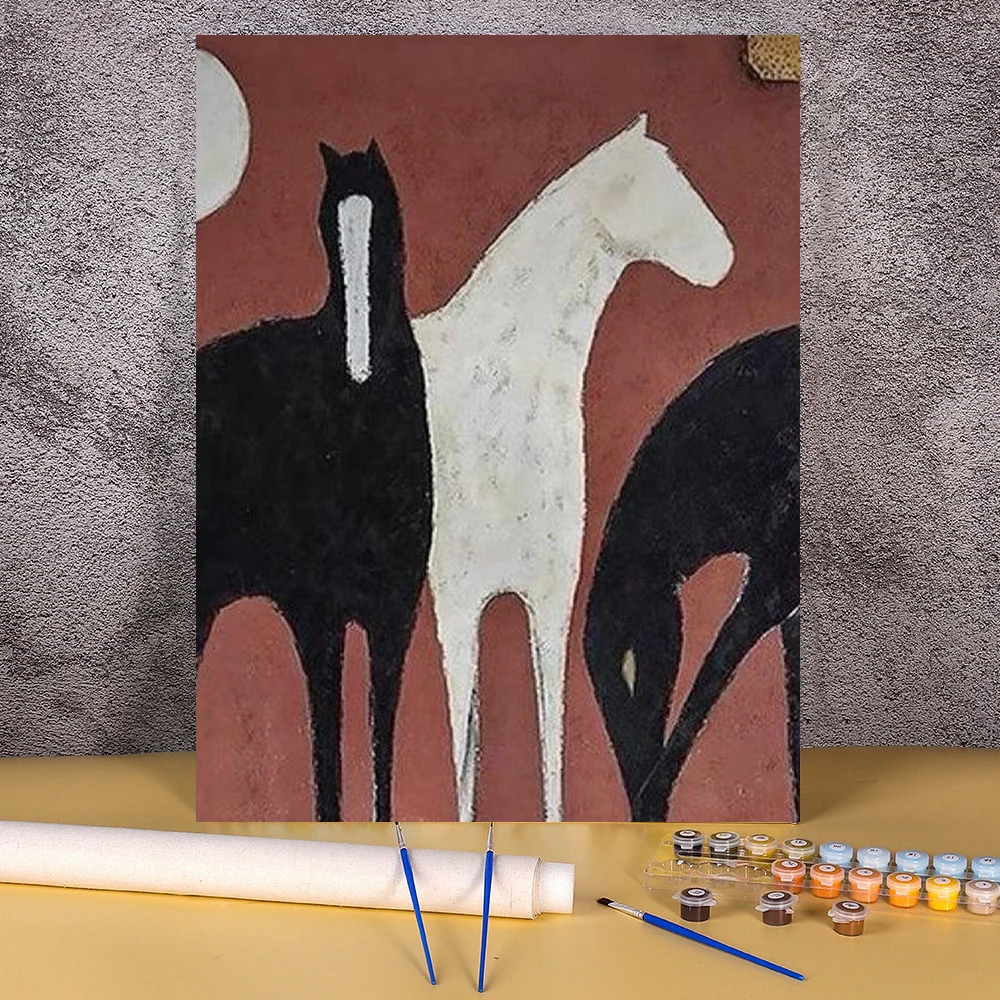 Paint By Numbers DIY Adult Abstract Horse Oil Painting By Numbers Kit On Canvas Animals Painting Coloring By Numbers Wall Art