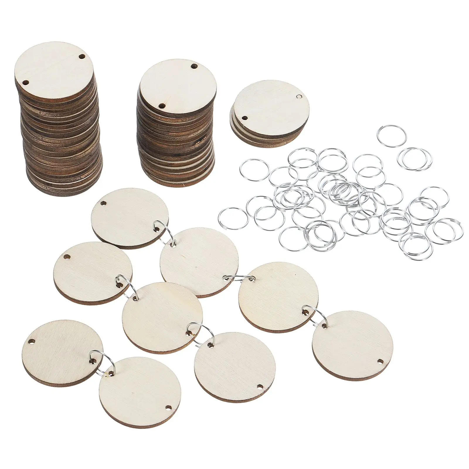 

50 pcs Wood Chips Round Wood Piece Round Slices Home Decor DIY Craft Supplies Desk Accessories Wooden Reminder