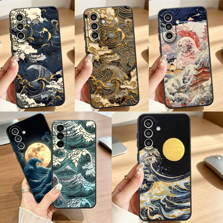 Case for Samsung Galaxy A18 A57 A73 A51 A05 A53 A17 A55 A37 A52 A36 A15 A50 A06 A25 A16 Phone Cover A41 A70 Foaming Wave Crest