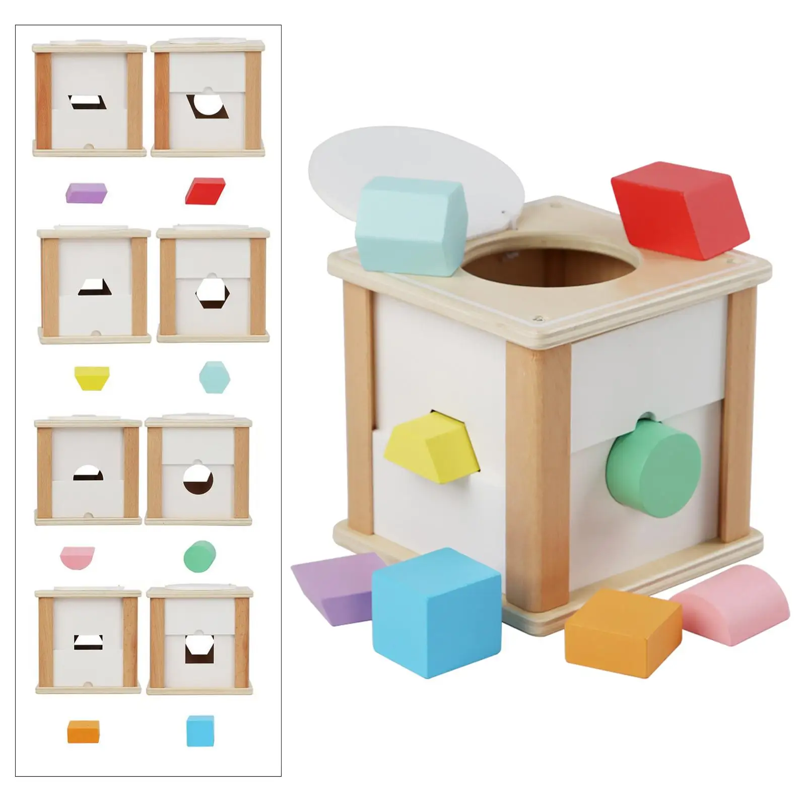 

Wooden 6 in 1 Play Toddlers Shape Sorter Toy Baby Activity Cube Object