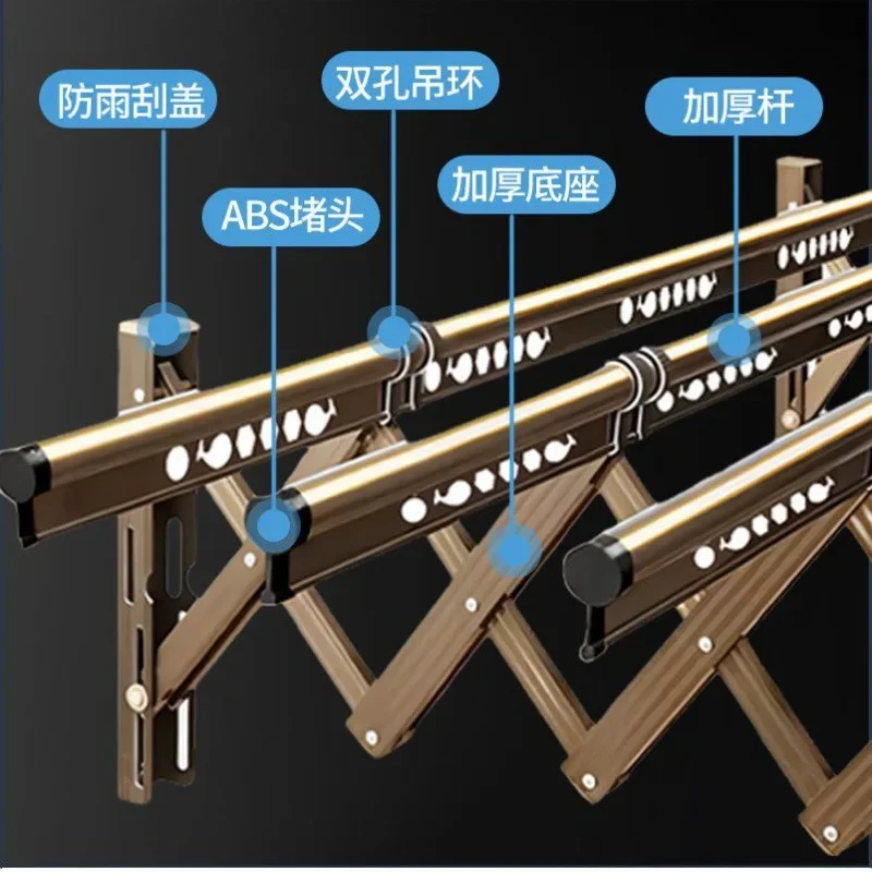 Outdoor balcony window telescopic drying rack folding drying rod