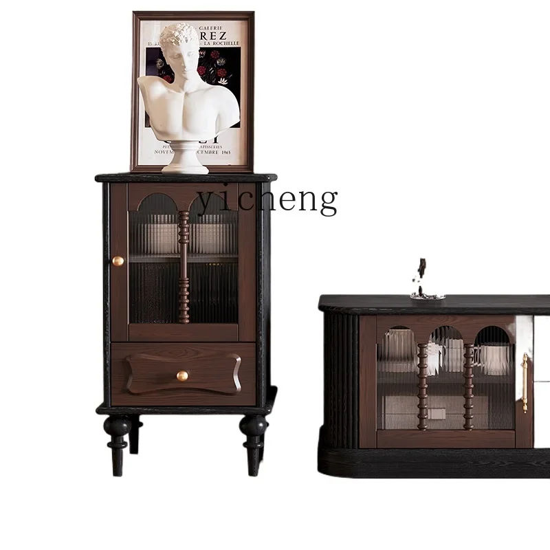 

HSN solid wood dining side cabinet simple locker side cabinet wall glass door wine cabinet