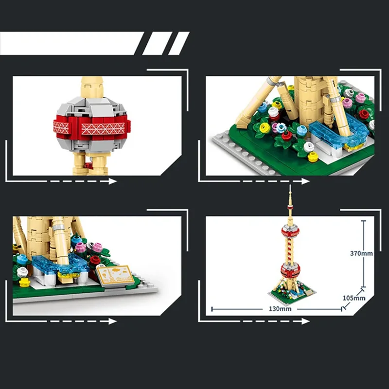 Blocs de construction d'architecture de renommée mondiale, tour de perles orientales/Arc de Triomphe/taille Xiaoman, jouet éducatif, cadeau pour enfants et adultes