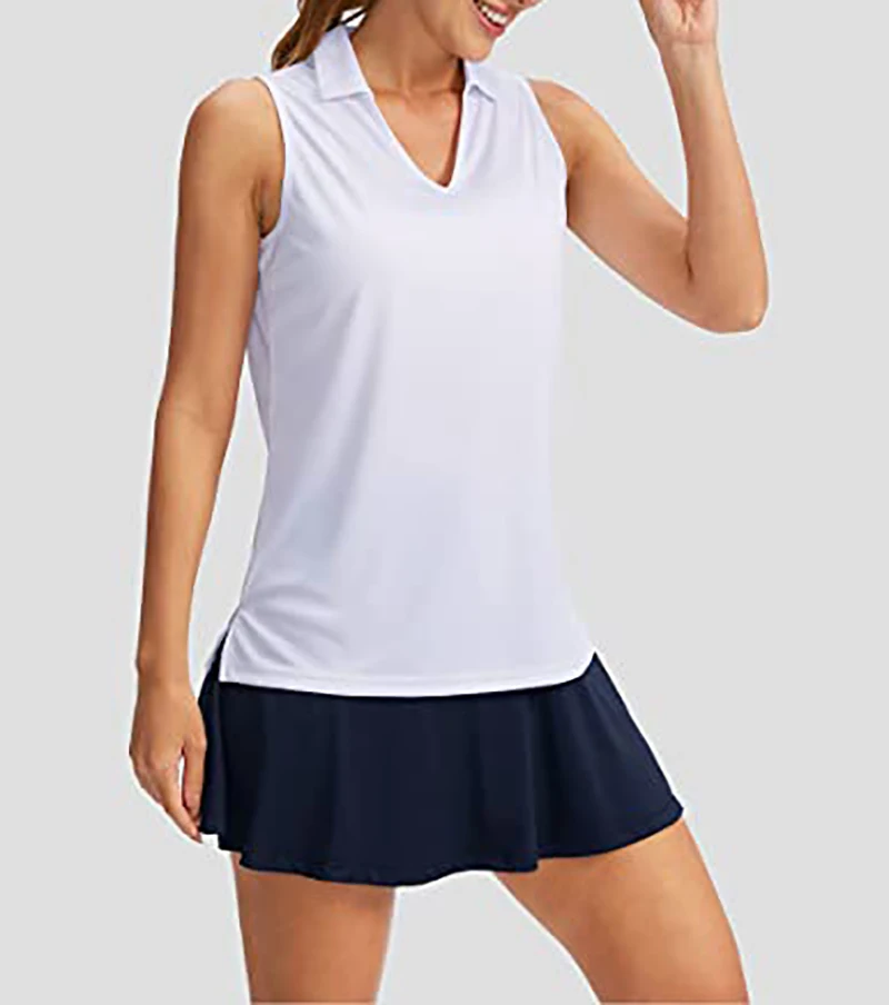 Sean Tsing® Golf Tennis Polo T-Shirts Women Sleeveless Turn-down Collar Breathable Sport Vest Badminton Workout Active Tank Tops