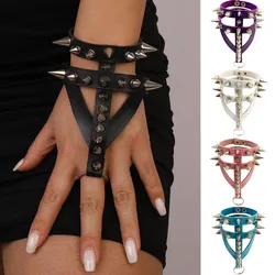 DIEZI 12 Colors Punk Gothic Rivet Bracelet For Women Men 2023 Harajuku Vintage Black PU Leather Wrap Ring Bracelet New Jewelry