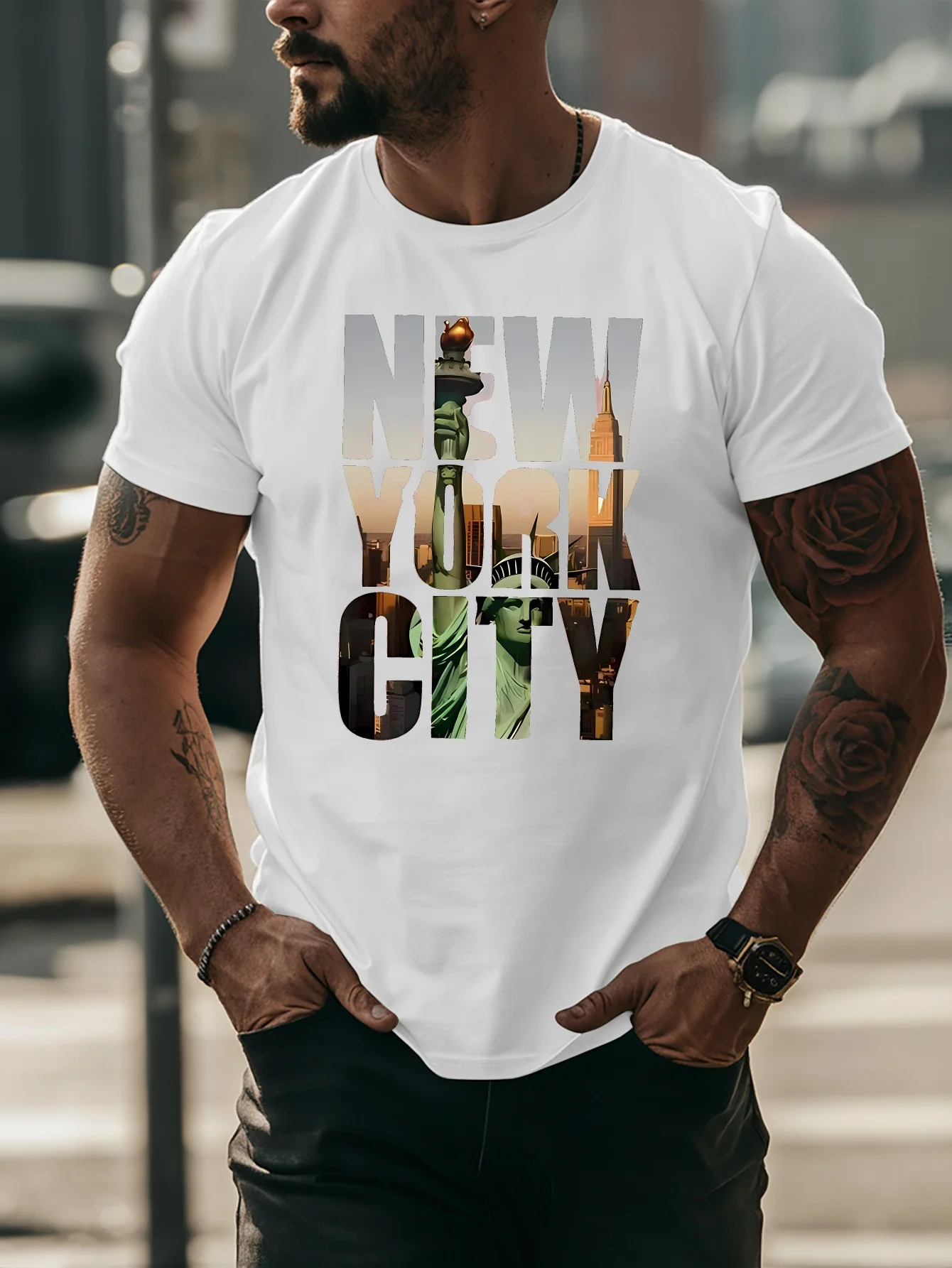 Street Fashion Of New York - Camiseta amarilla para hombre con estampado
