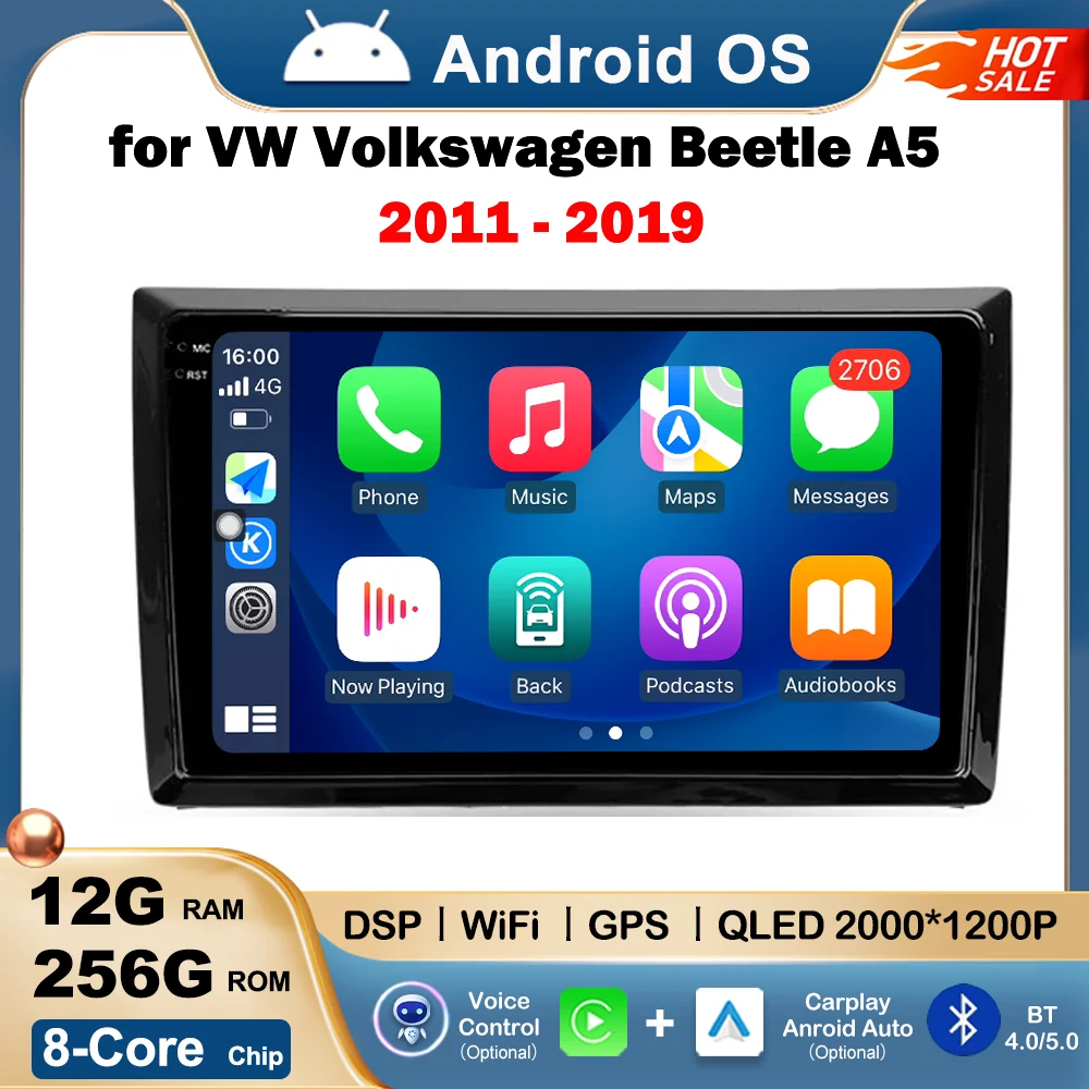 

for VW Volkswagen Beetle A5 2011 - 2019 Car Mulltmedia Radio Video Player GPS Navi Android OS WiFi 4G DSP Stereo BT Touch Screen