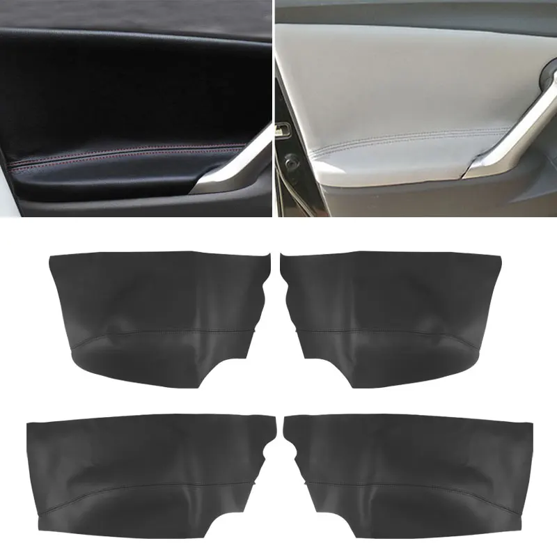For Toyota Verso 2009‑2015, 4Pcs Soft Leather Interior Door Armrest Trim Set with Mounting Accessories
