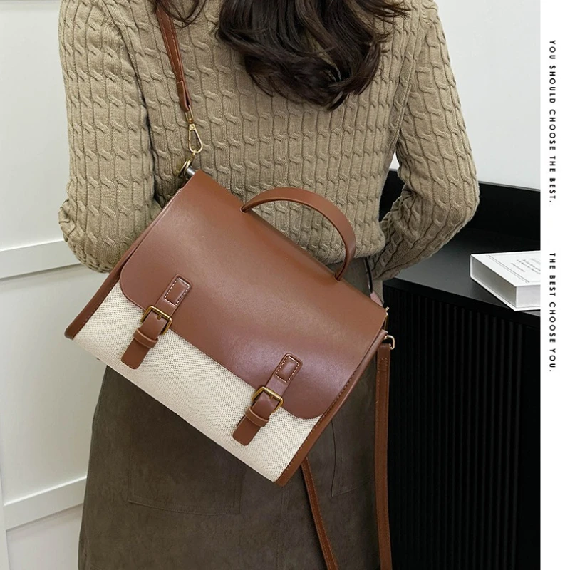 

2025 New Spring/Autumn Women's Backpack - College Student Minimalist Large Capacity Travel Backpack with Handheld Option