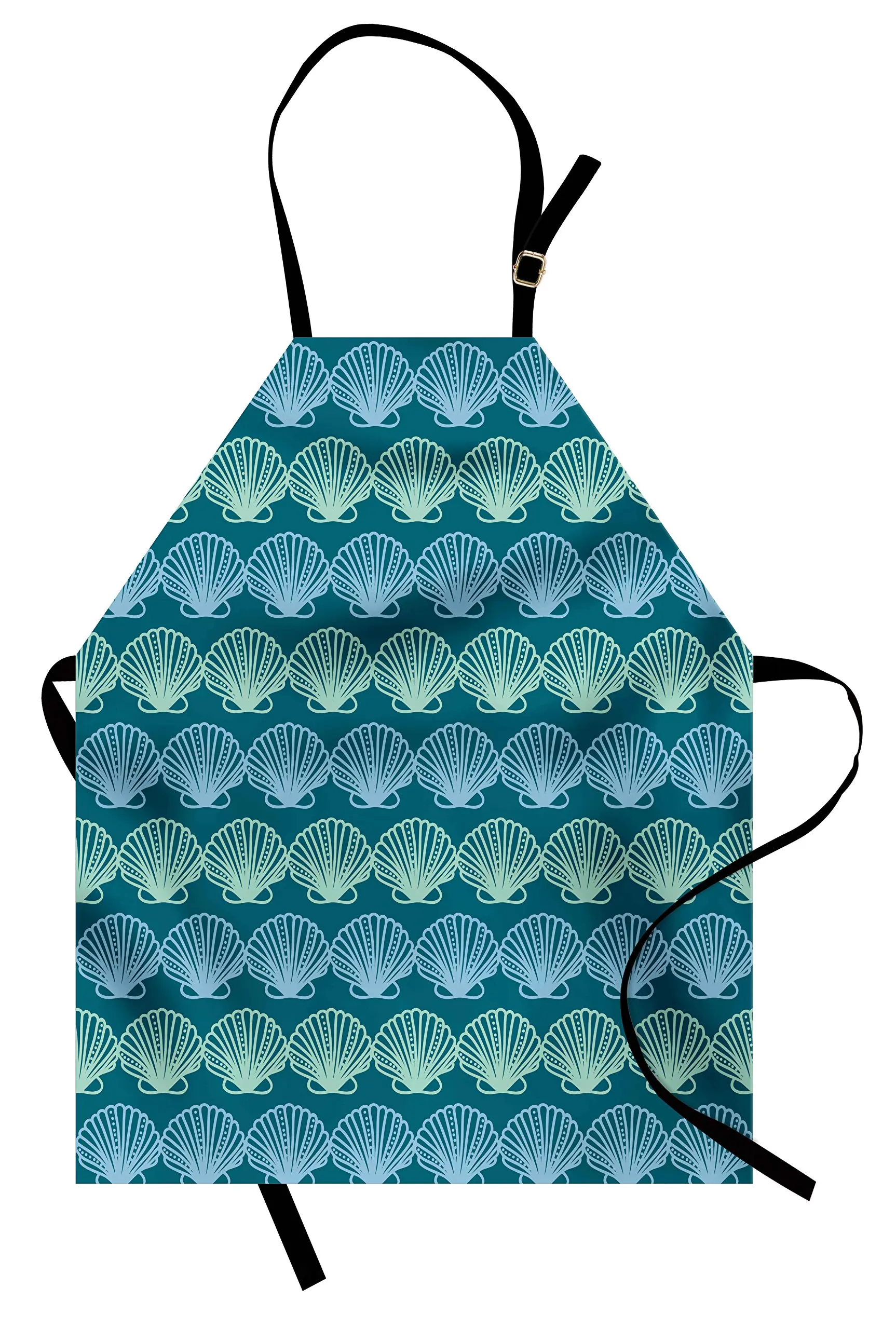 Ocean Apron, Under Water Colored Hand Drawn Sea Shells Art, Unisex with Adjustable Neck for Cooking Gardening, Adult Size