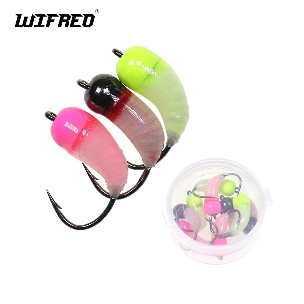 

Wifreo 9pcs/box Brass Bead Head Nymph Fast Sinking Wet Fly Luminous Scud Bug Caddis Trout Bass Crappie Ice Fishing Lure Baits