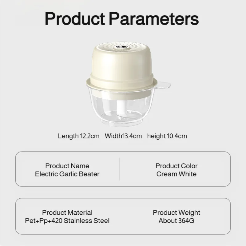 Mini Electric Garlic Chopper Automatic Garlic Mincer Kitchen Food Processor Portable Household Garlic Grinder Vegetable Cutter