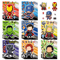 8/16/24PCS Cartoon Hero Character Puzzle Stickers Creative Stationery Notebook Decorative Face Stickers DIY Stickers