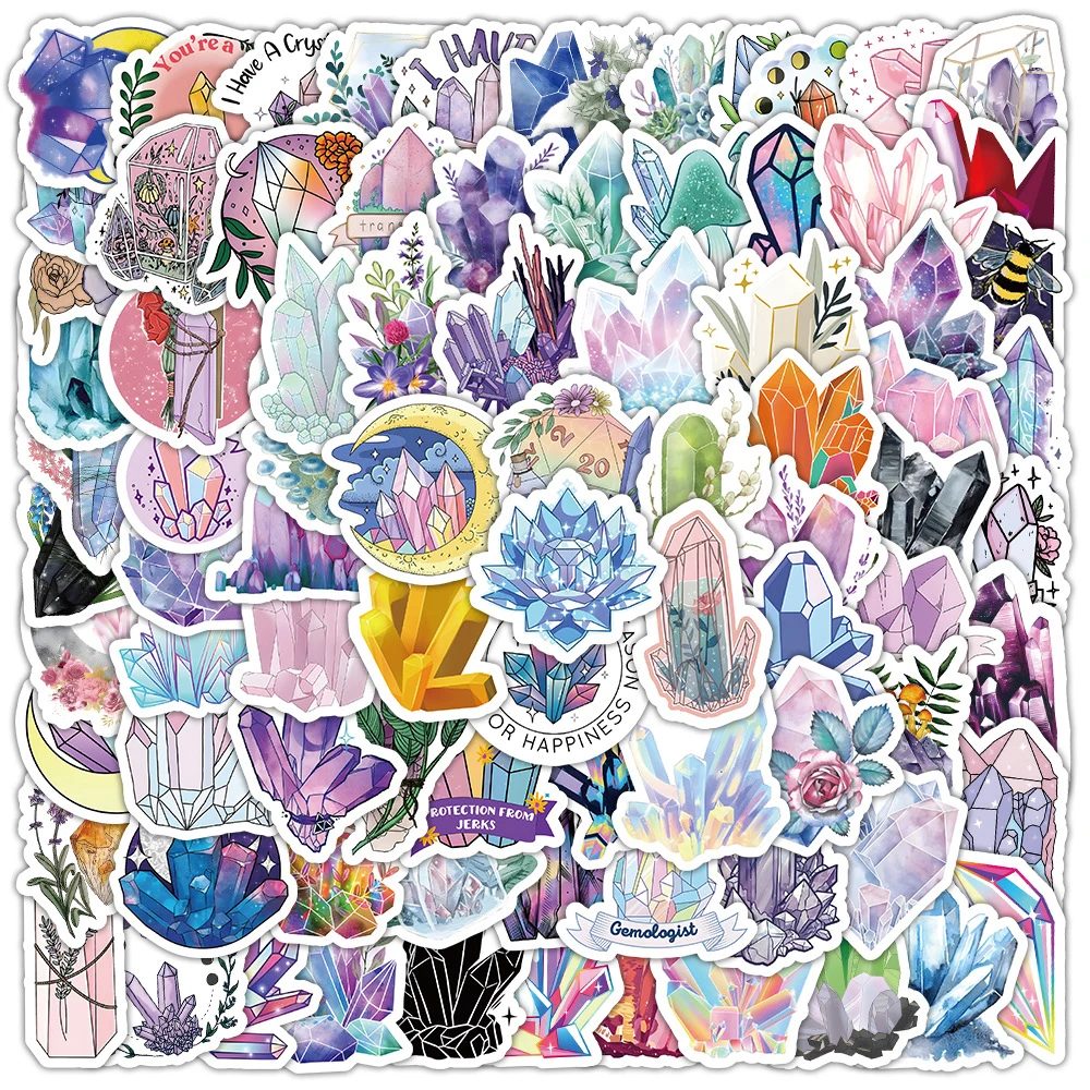 10/30/50/100pcs Cartoon Cute Crystal Stickers Pack Aesthetic Decals Decoration DIY Scrapbook Laptop Phone Waterproof Sticker Toy