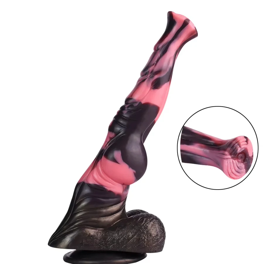 FAAK Long Realistic Animal Penis Sex Toys For Women Masturbator Silicone Fantasy Knot Horse Dildo With Suction Cup Adult Games view 2