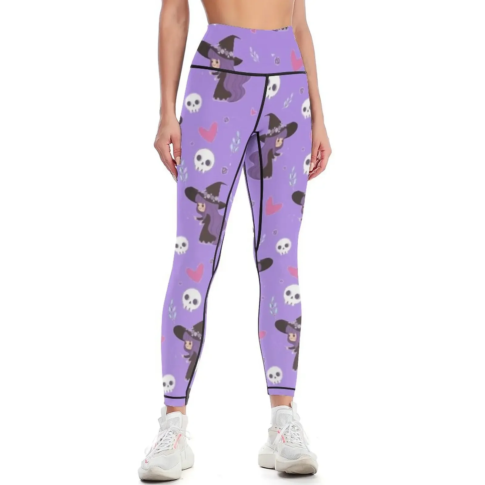 

Halloween Cute Witches And Skulls Pattern Leggings sportswear gym Pants sport sports for push up gym top Womens Leggings