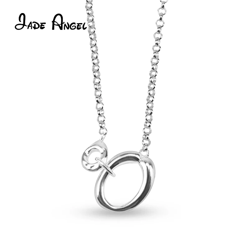 

JADE ANGEL S925 Sterling Silver Necklace For Women Simple 25mm Hollow Elliptic Circle Pendants Elegant Fine Jewelry for Dating