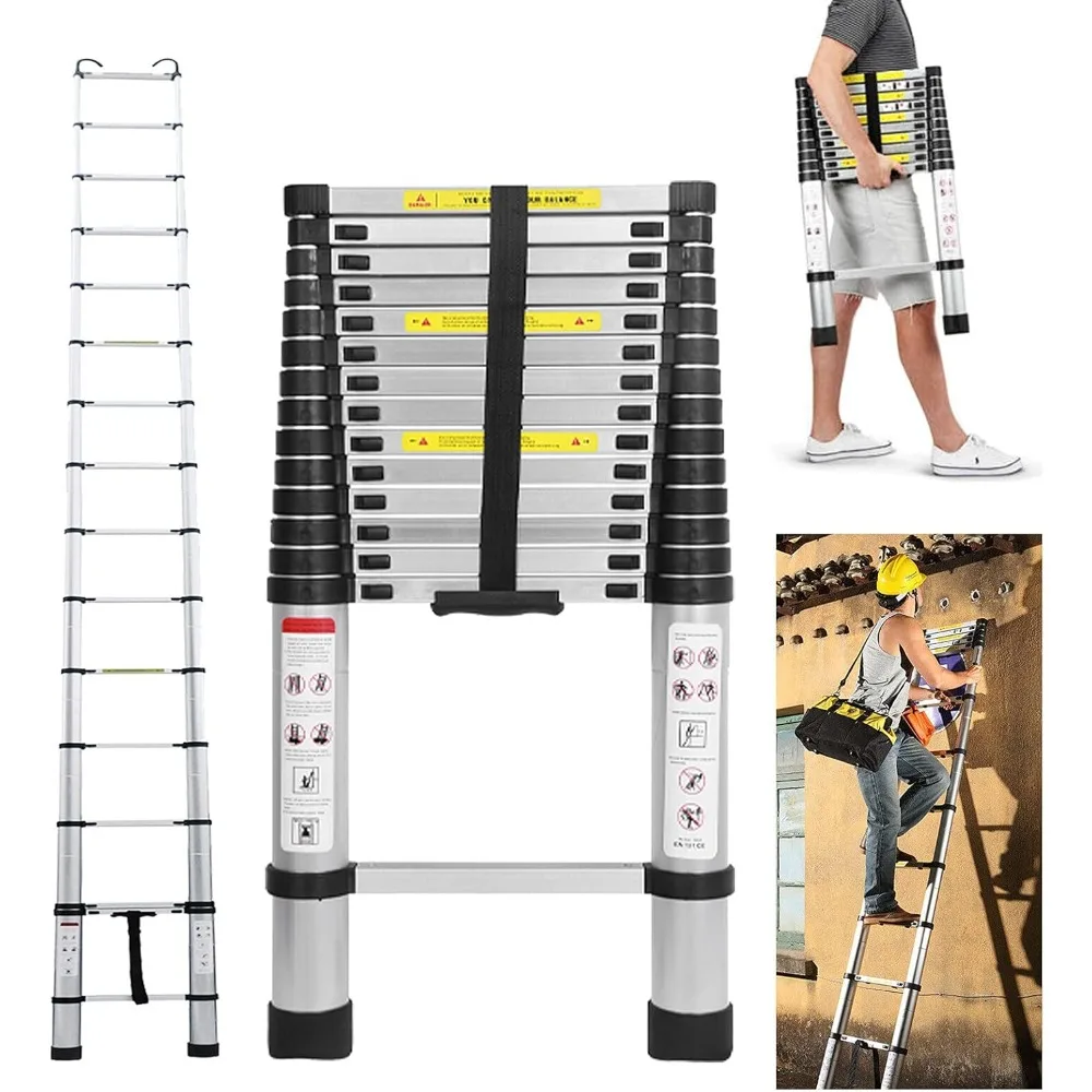 

20.5Ft/6.2M Telescoping Ladders EN131 Standards Multi-Purpose Telescopic Ladder Folding Ladder Loft