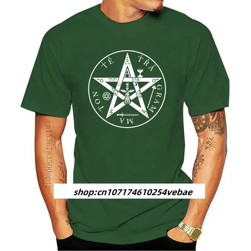 New 0434E Tetragrammaton Pentagrams Star T Shirt Fashion Create Basic Solid Spring Crew Neck Short Sleeve Letter Graphic Shirt