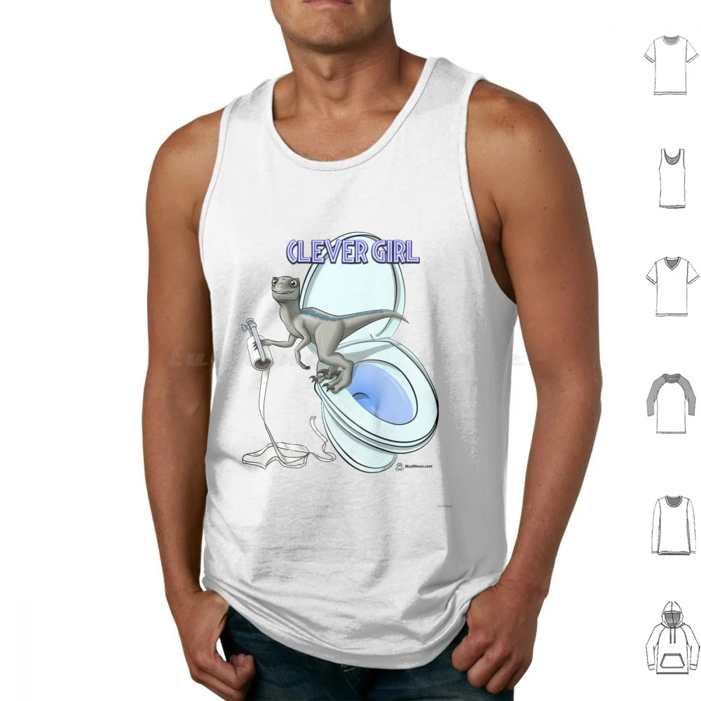 Blue's Mischief Tank Tops Print Cotton Velociraptor Blue World Clever Girl Pet Mischief Scamp Cute Troublemaker
